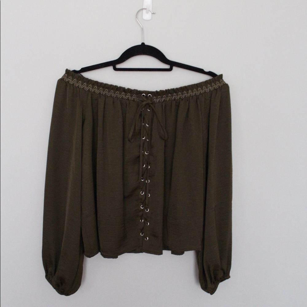 Off The Shoulder Satin Shirt